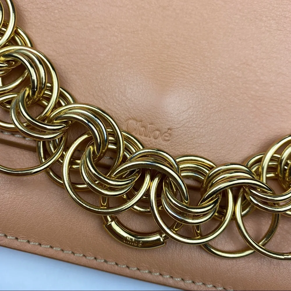Chloe Tan Leather Mini Drew Bijou Crossbody Gold Chain Shoulder Bag - Picture 6 of 16